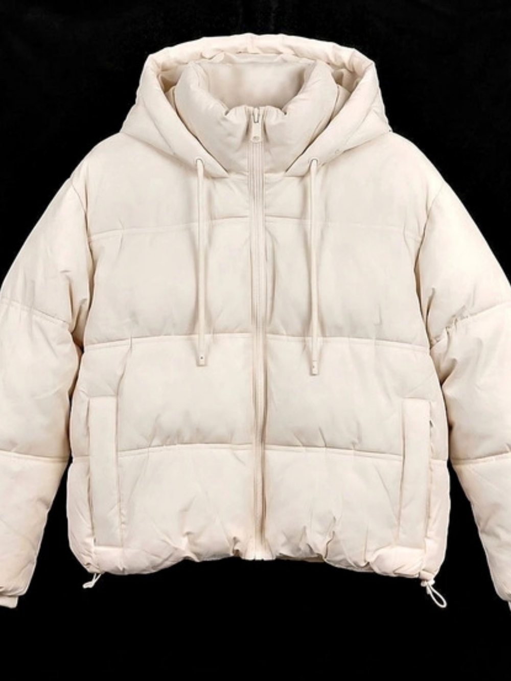 ZARA Hooded Puffer Jacket in Winter White Like New Size Large